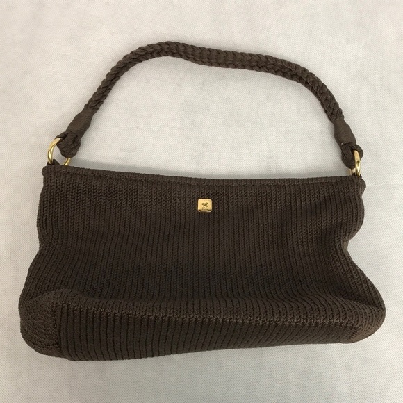 LINA Crocheted brown with braided handle purse - Picture 1 of 8